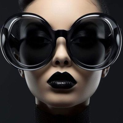 Very Big Glasses woman cyberpunk futuristic chrome blackmarket