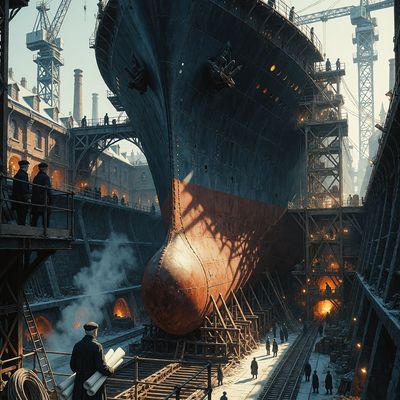 Titanic Under Construction traditional art painting canvas oil realism