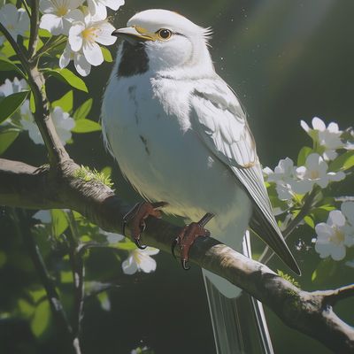 White Bird Amid Blossoms