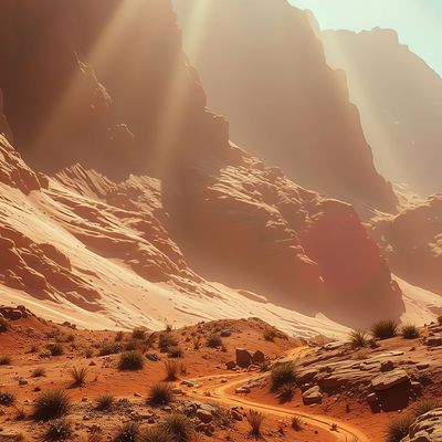 Desert Sunbeams desert sunlight mountains landscape nature