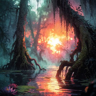 Mystic Swamp Sunset