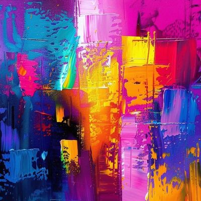 Acryllics abstract painting contemporaryart neon cybercity