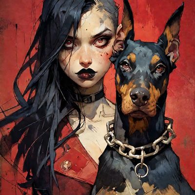 Dark Companion woman traditional art painting canvas color